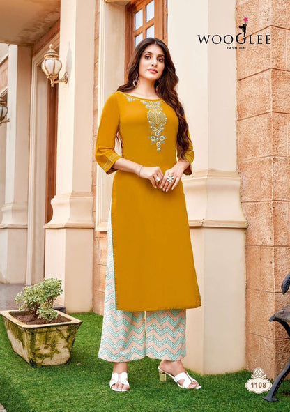 Celebration Vol 17 Wooglee Rayon Kurti Plazzo Set