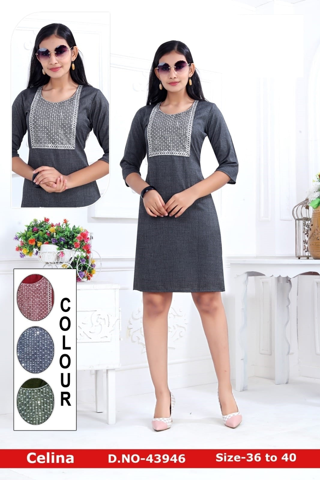 Celina-A Zoya Two Tone Short Kurtis