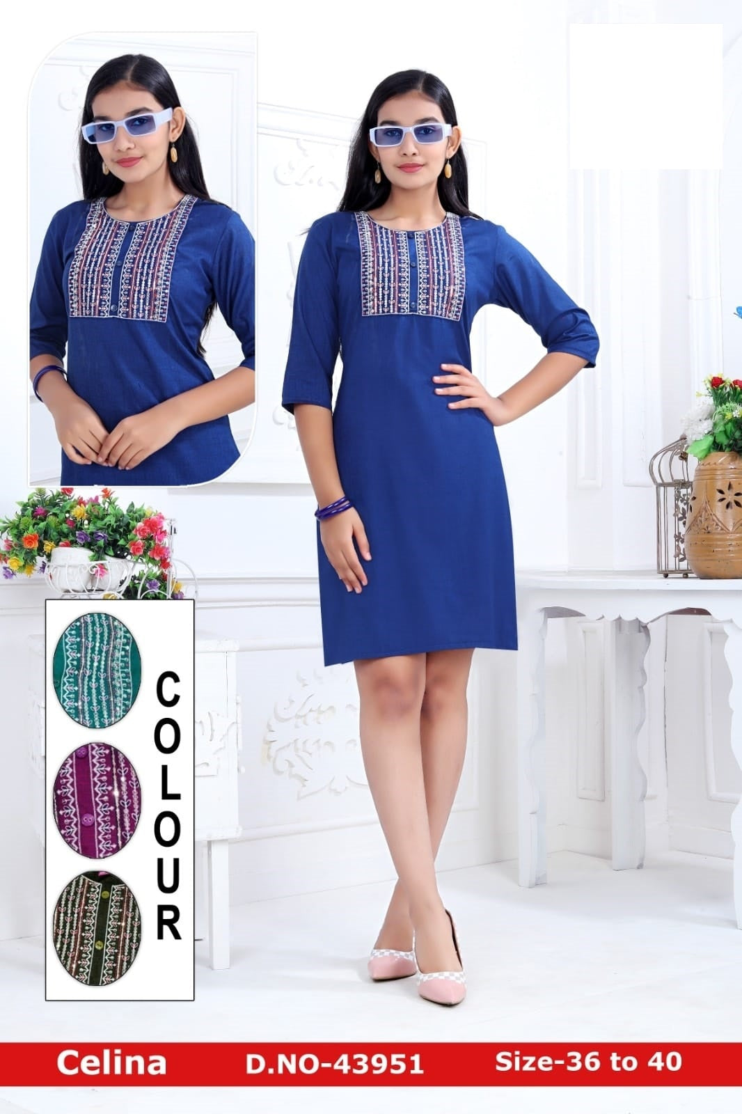Celina-A Zoya Two Tone Short Kurtis