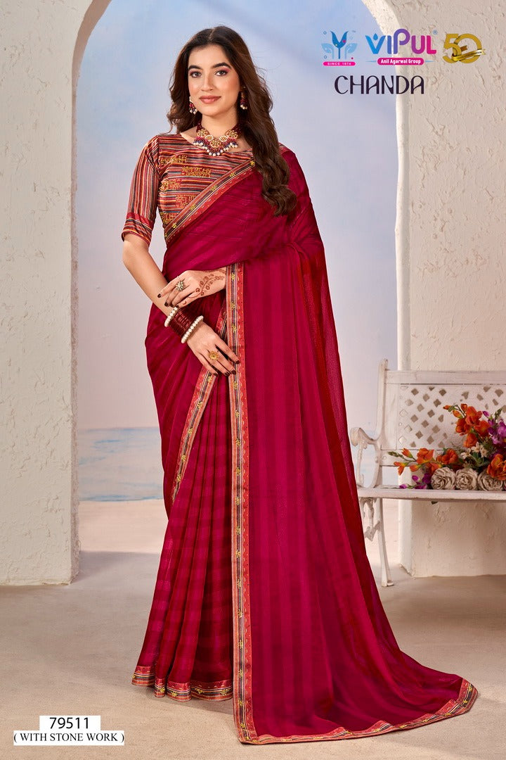 Lucknow Stone Work Chiffon Saree – Jotey