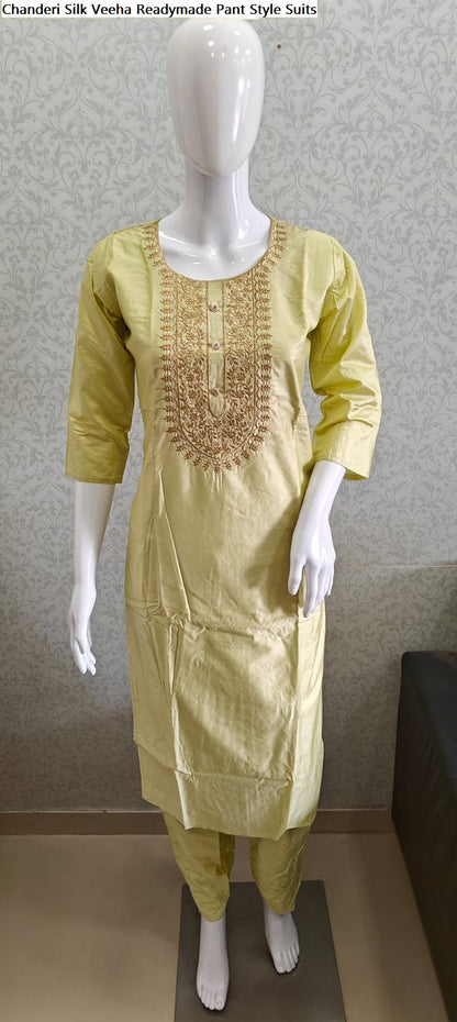 Chanderi Silk Veeha Readymade Pant Style Suits