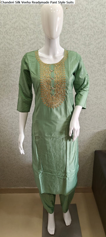 Chanderi Silk Veeha Readymade Pant Style Suits