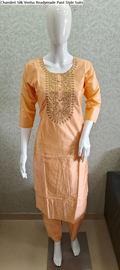 Chanderi Silk Veeha Readymade Pant Style Suits