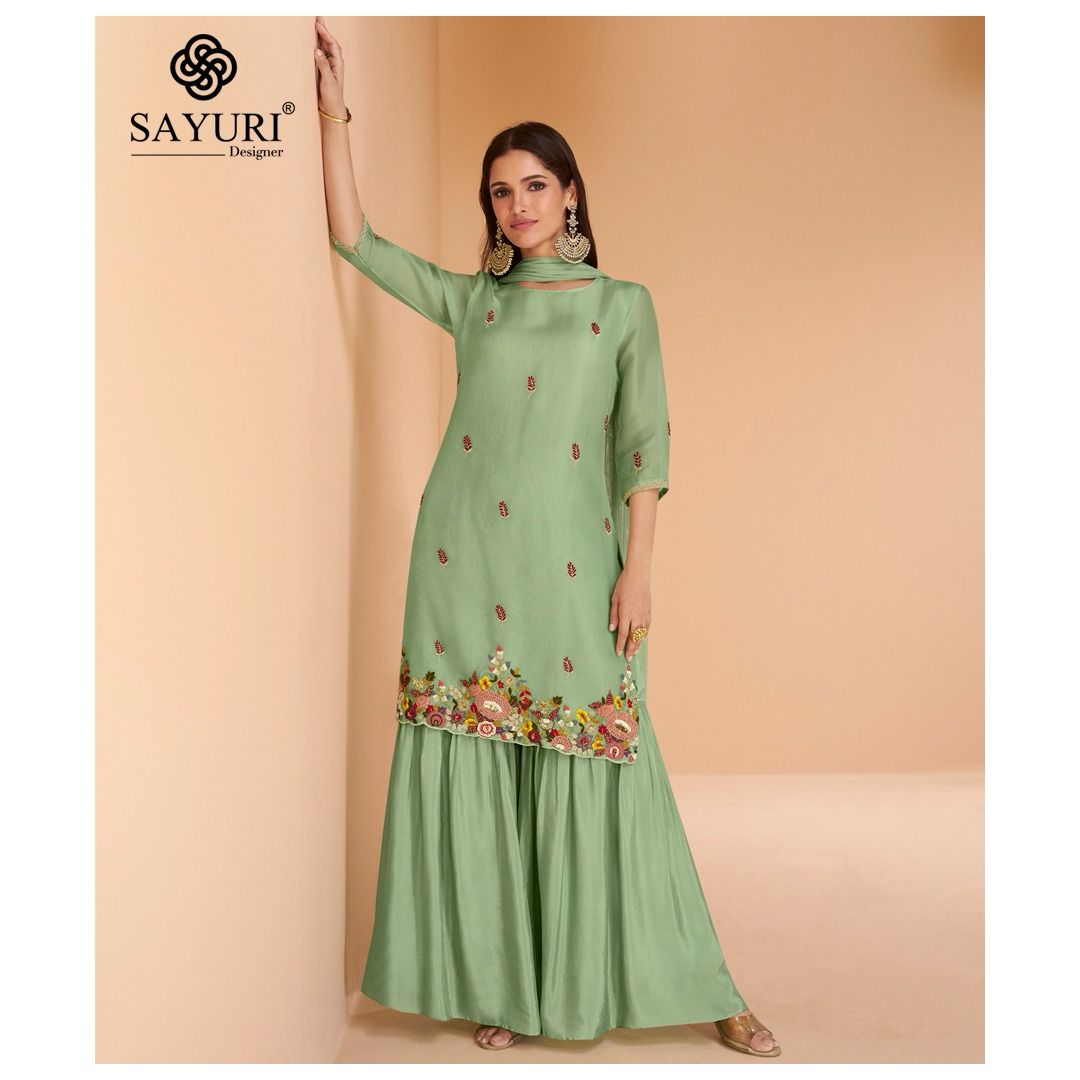 Chandni Sayuri Organza Silk Readymade Sharara Suits