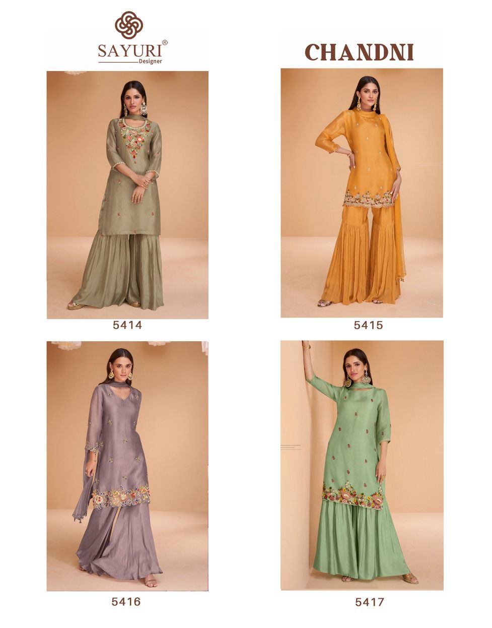 Chandni Sayuri Organza Silk Readymade Sharara Suits