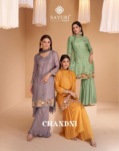 Chandni Sayuri Organza Silk Readymade Sharara Suits