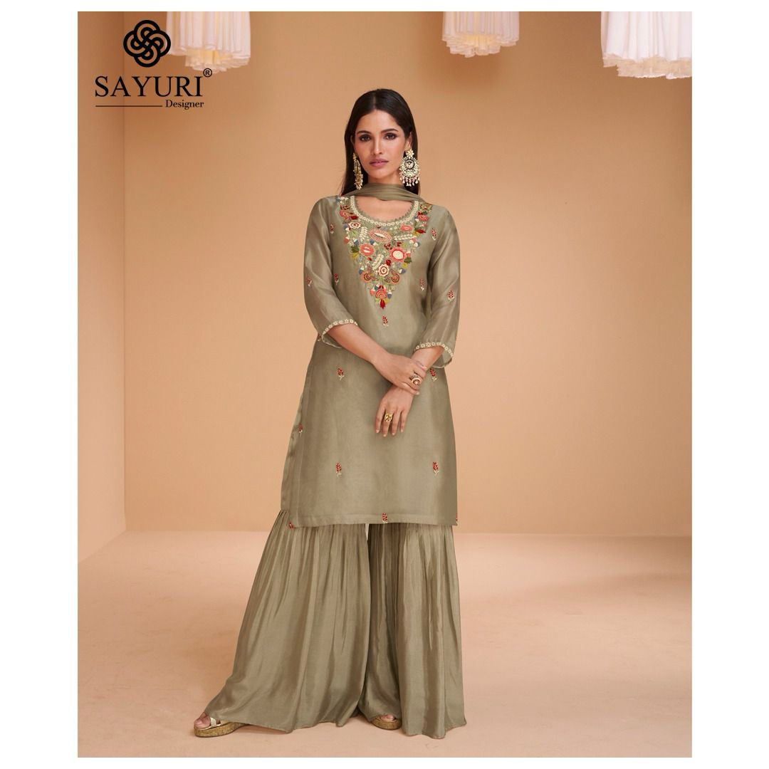 Chandni Sayuri Organza Silk Readymade Sharara Suits