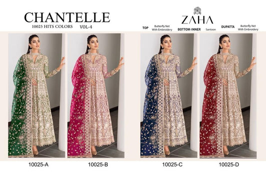 Chantelle Vol 4 10025 Zaha Net Pakistani Salwar Suits