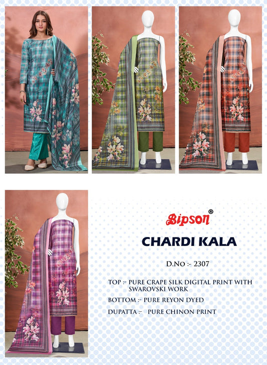 Chardi Kala 2307 Bipson Prints Crepe Silk Pant Style Suits