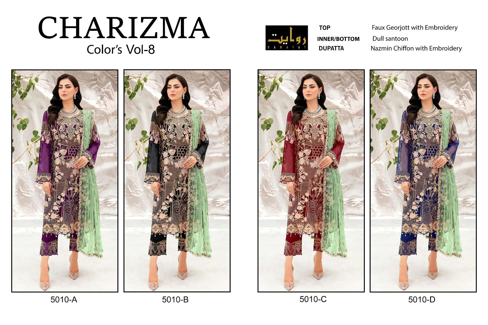 Charizma Colors Vol 8-5010 Riwayat Georgette Pakistani Salwar Suits