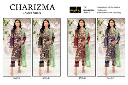 Charizma Colors Vol 8-5010 Riwayat Georgette Pakistani Salwar Suits