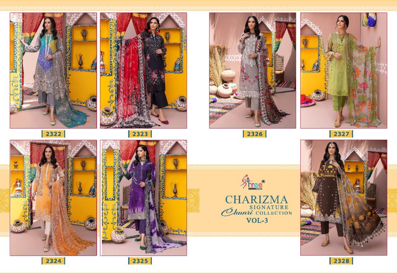 Charizma Signature Chunri Vol 3 Shree Fabs Lawn Cotton Pakistani Salwar Suits