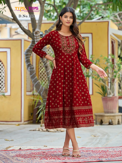 Charmie Tips Tops Rayon Anarkali Kurtis