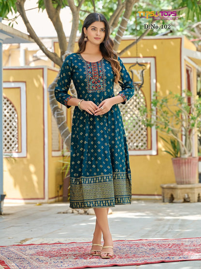 Charmie Tips Tops Rayon Anarkali Kurtis