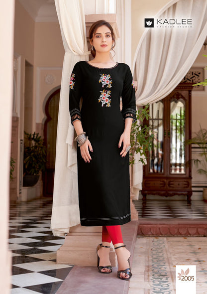 Charvee Kadlee Rayon Straight Cut Kurtis