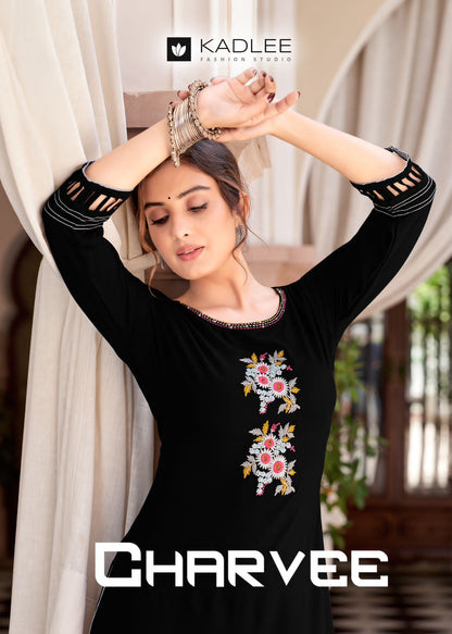 Charvee Kadlee Rayon Straight Cut Kurtis