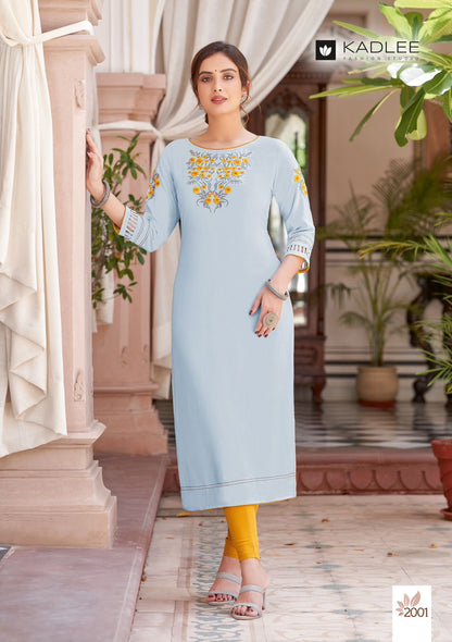Charvee Kadlee Rayon Straight Cut Kurtis