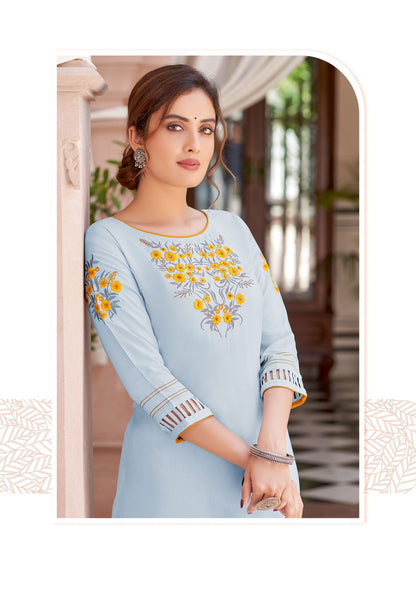 Charvee Kadlee Rayon Straight Cut Kurtis