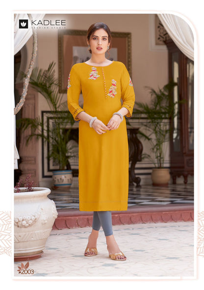 Charvee Kadlee Rayon Straight Cut Kurtis