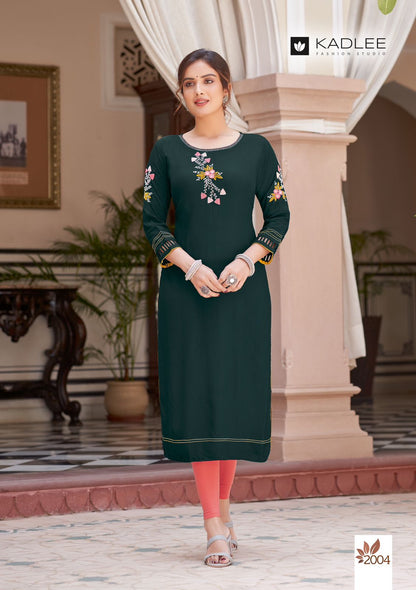 Charvee Kadlee Rayon Straight Cut Kurtis
