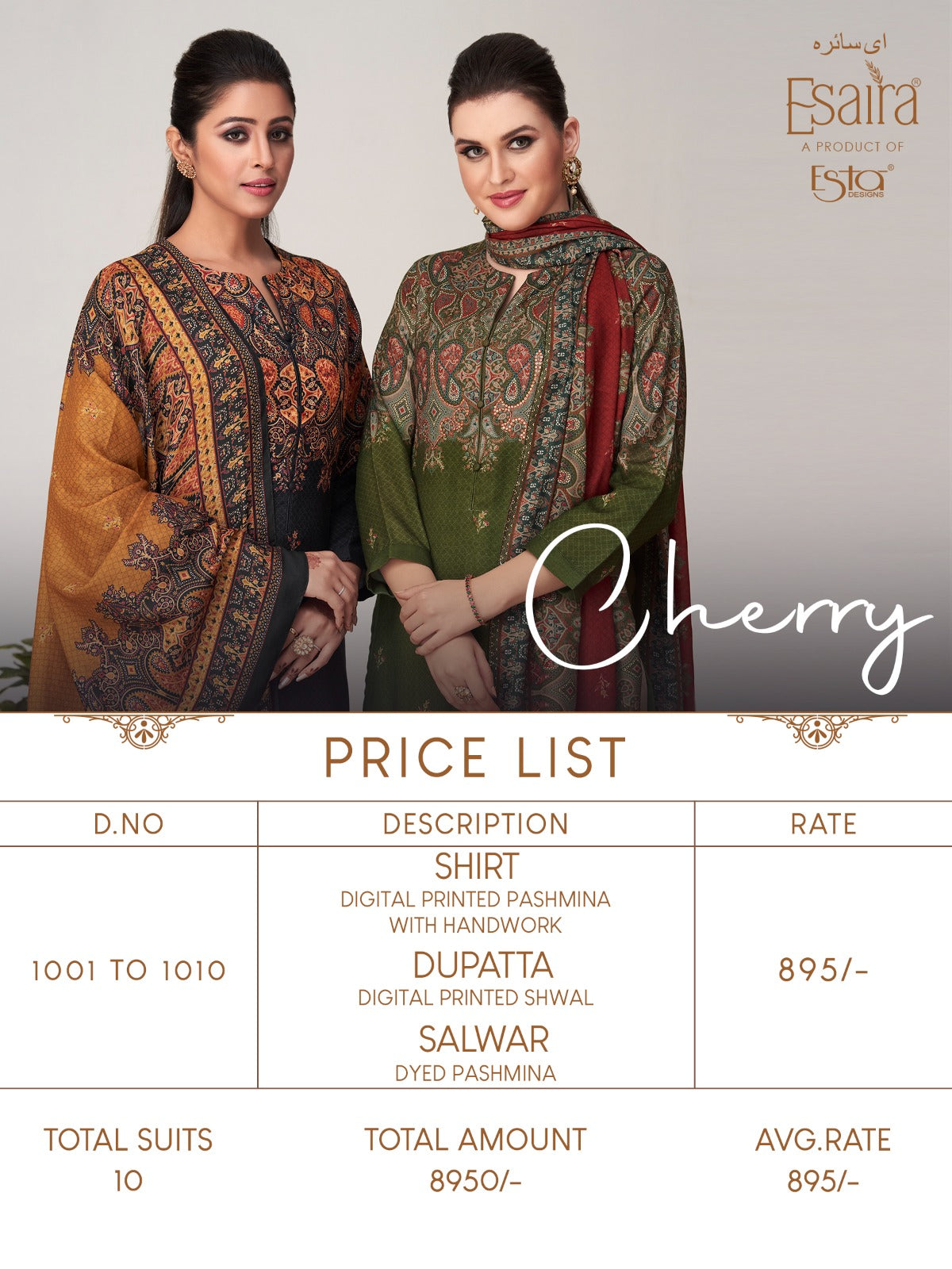 Cherry Esta Sahiba Pashmina Suits