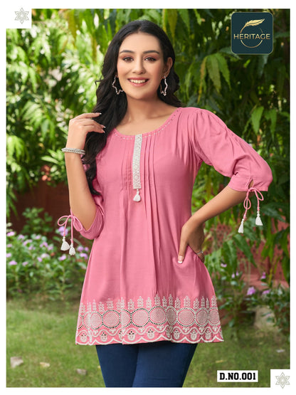 Cherry Heritage Rayon Short Kurtis