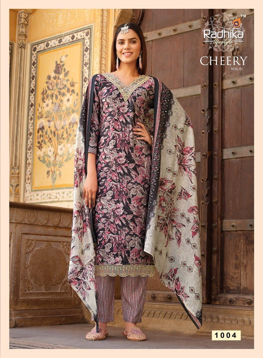 Cherry Vol 1 Radhika Lifestyle Muslin Readymade Pant Style Suits