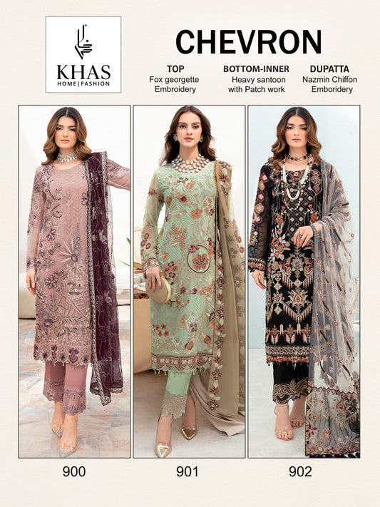 Chevron Khas Georgette Pakistani Patch Work Suits
