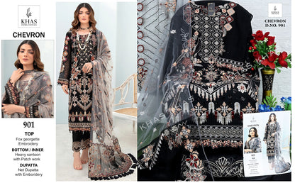 Chevron Khas Georgette Pakistani Patch Work Suits