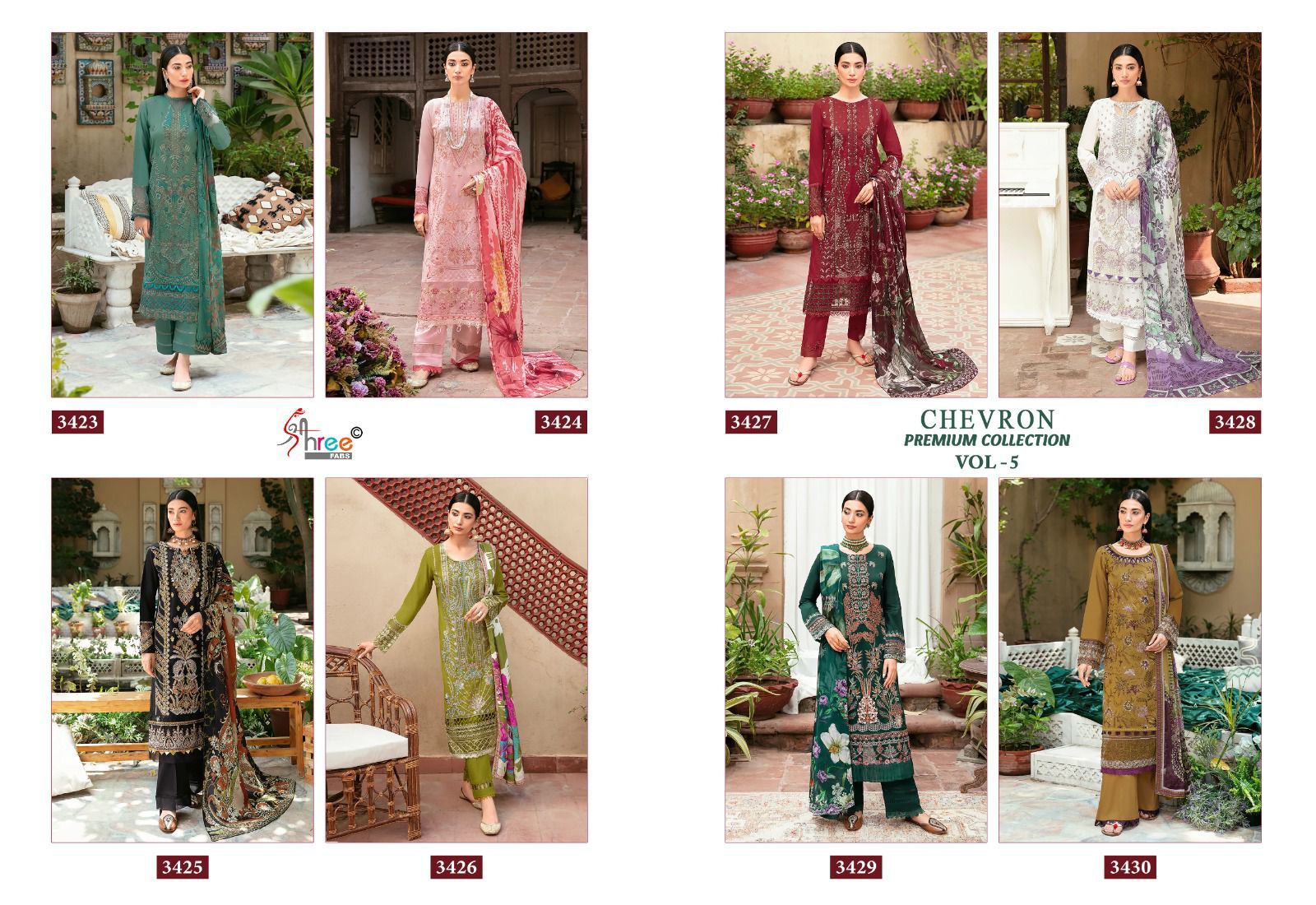 Chevron Premium Collection Vol 5 Shree Fabs Reyon Pakistani Salwar Suits