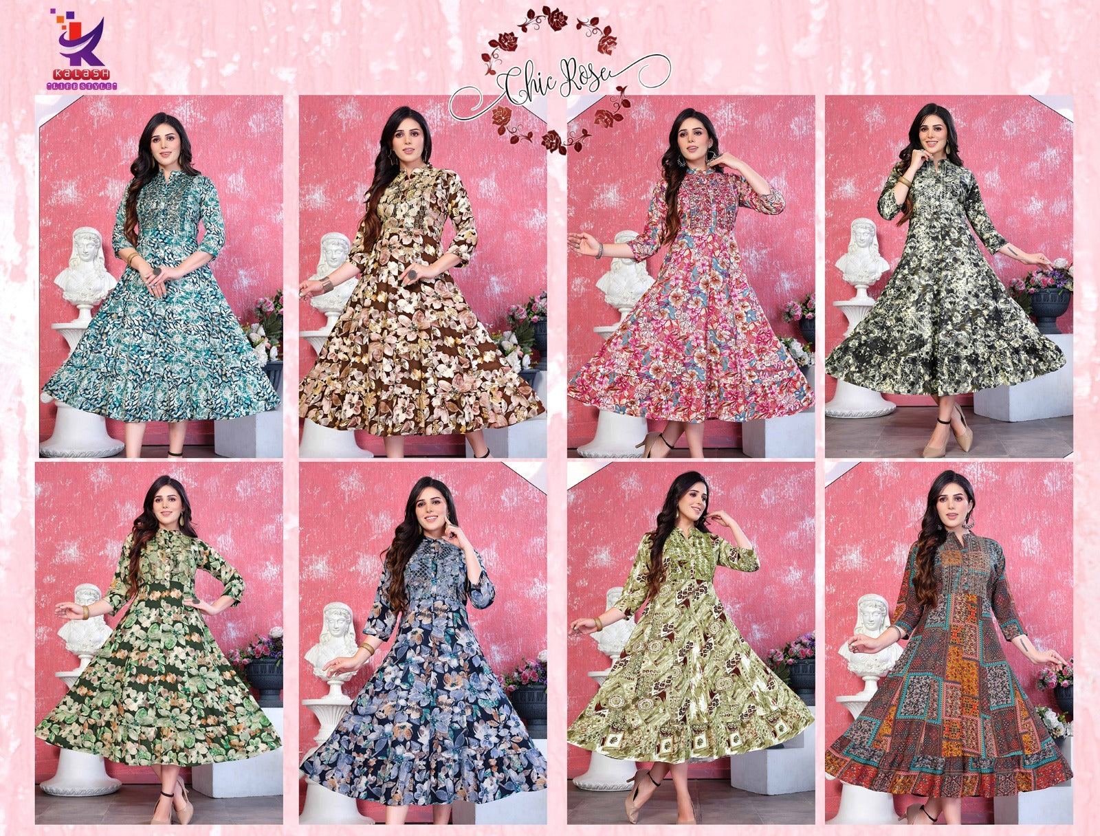 Chic Rose Mlm Kalash Lifestyle Rayon 14Kg Anarkali Kurtis