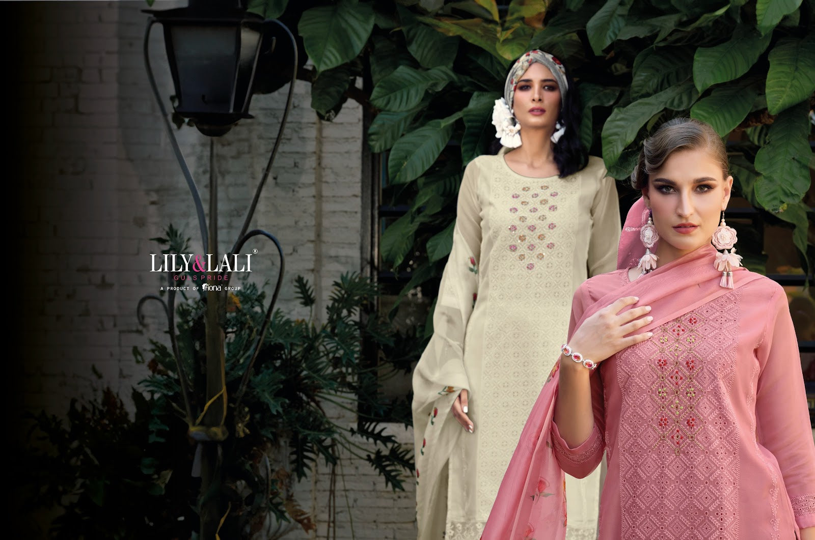 Chikan Kari Organza Lily Lali Readymade Pant Style Suits