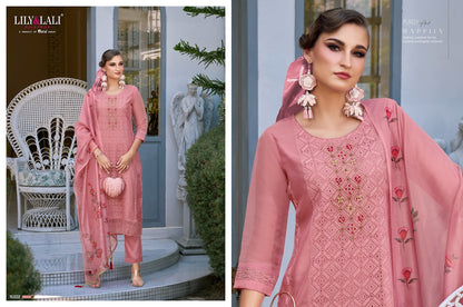 Chikan Kari Organza Lily Lali Readymade Pant Style Suits