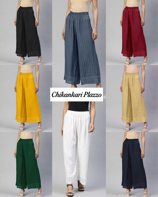 Chikankari-2102 Bluehills Rayon Branded Palazzo