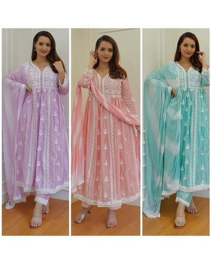 Chikankari 1412 Lady Leela Rayon Cotton Readymade Pant Style Suits