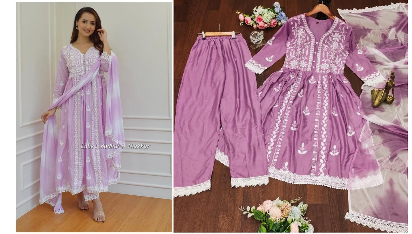 Chikankari 1412 Lady Leela Rayon Cotton Readymade Pant Style Suits