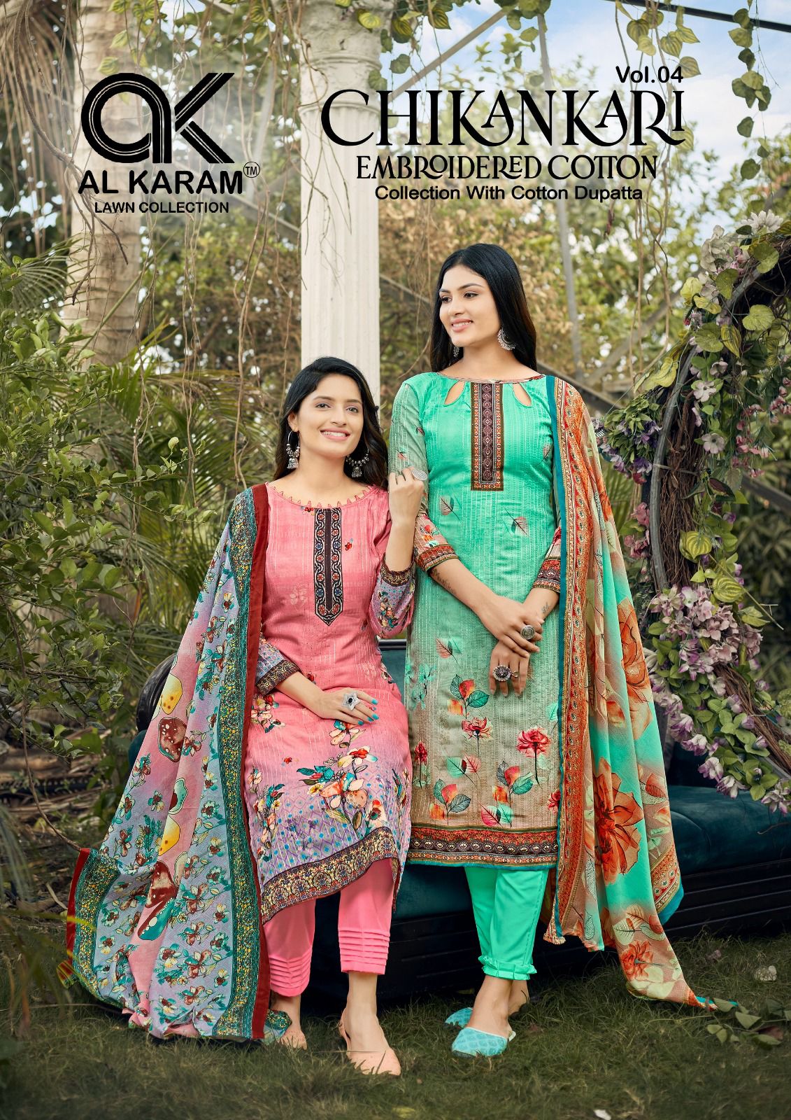 Chikankari Embroidered Vol 4 Al Karam Cotton Karachi Salwar Suits
