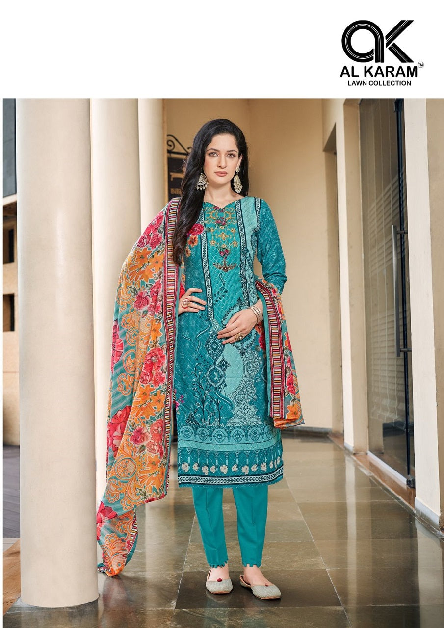 Chikankari Embroidered Vol 5 Al Karam Cotton Karachi Salwar Suits