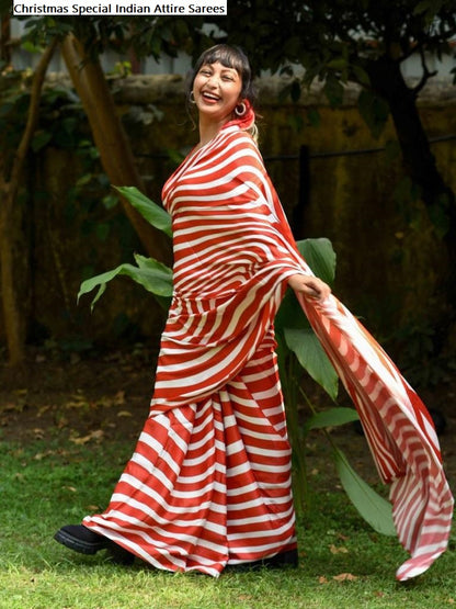 Christmas Special Indian Attire Chinon Silk Sarees