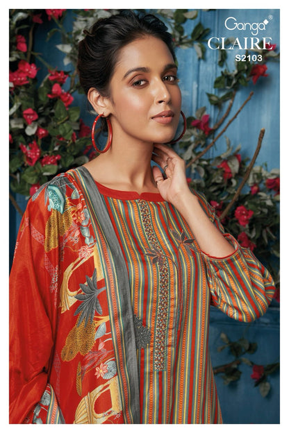 Claire 2103 Ganga Cotton Silk Plazzo Style Suits