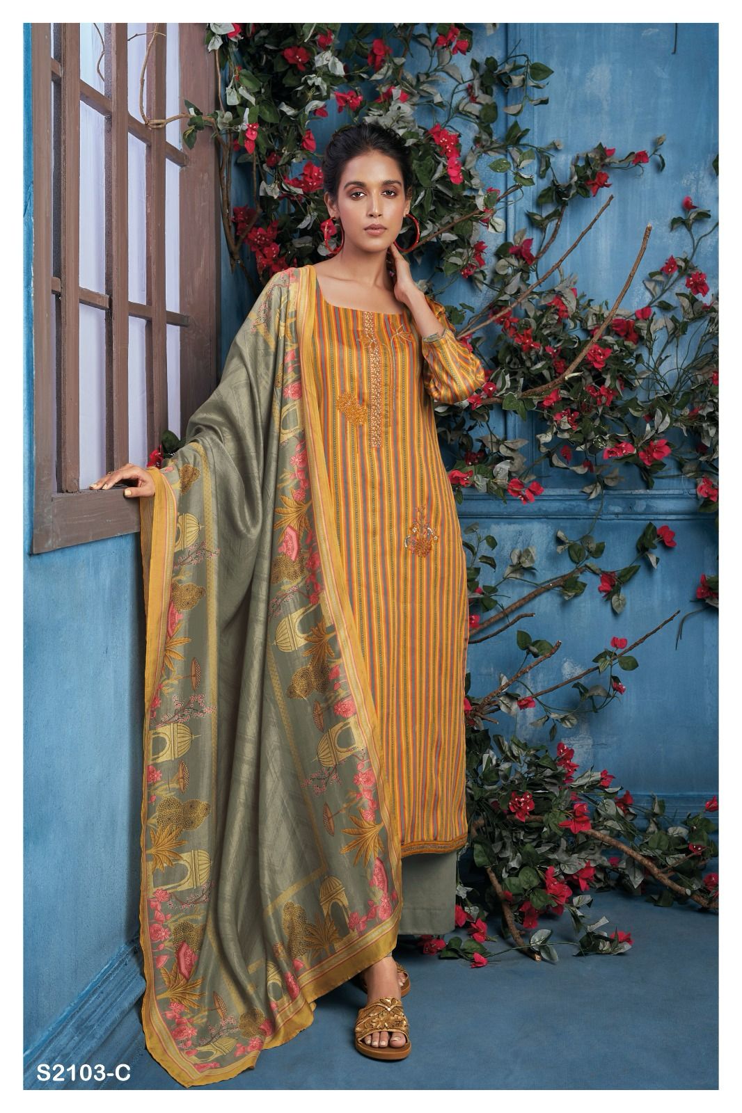 Claire 2103 Ganga Cotton Silk Plazzo Style Suits