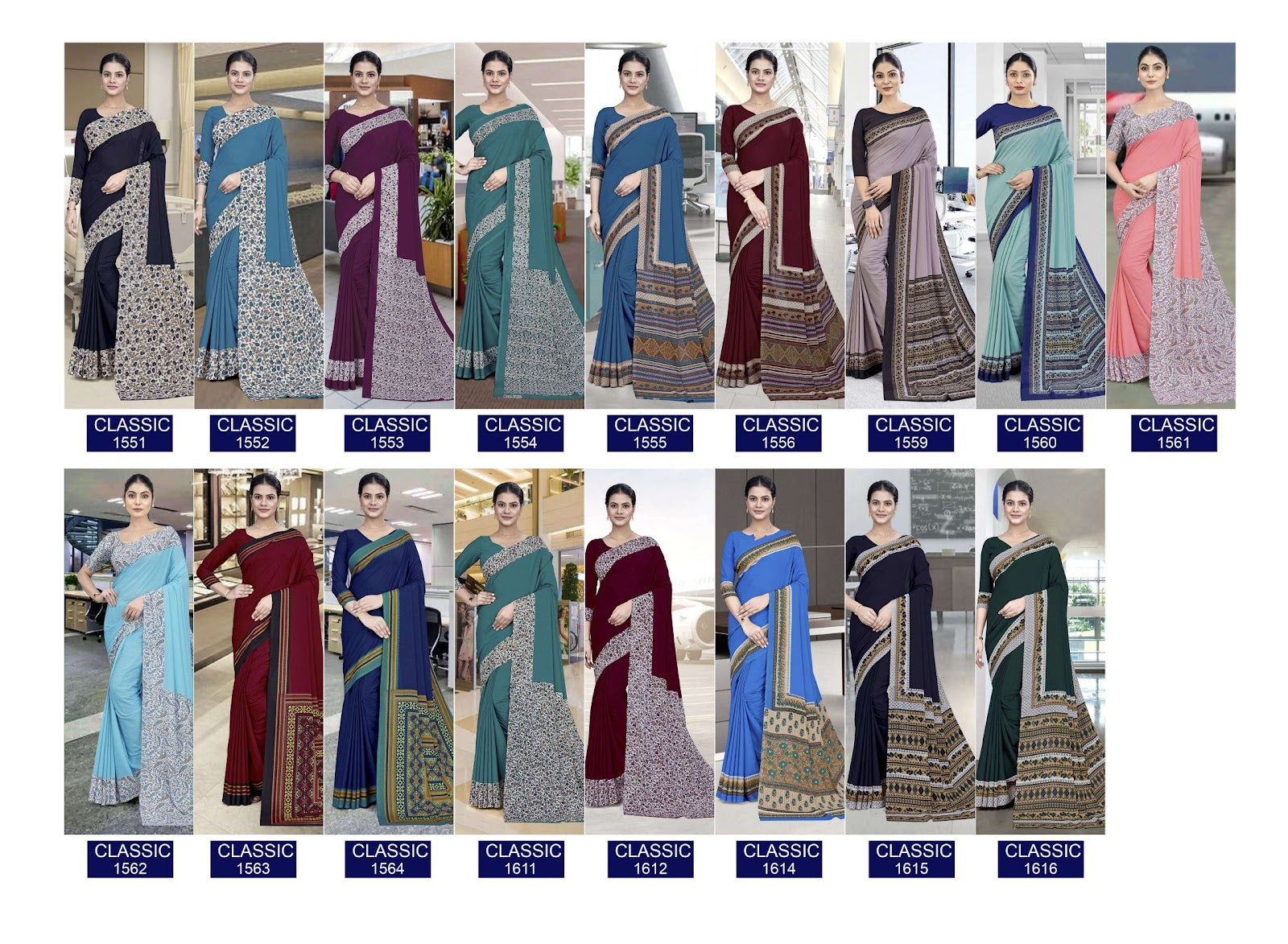 Classic Bansi Fashion Crape Uniform Sarees