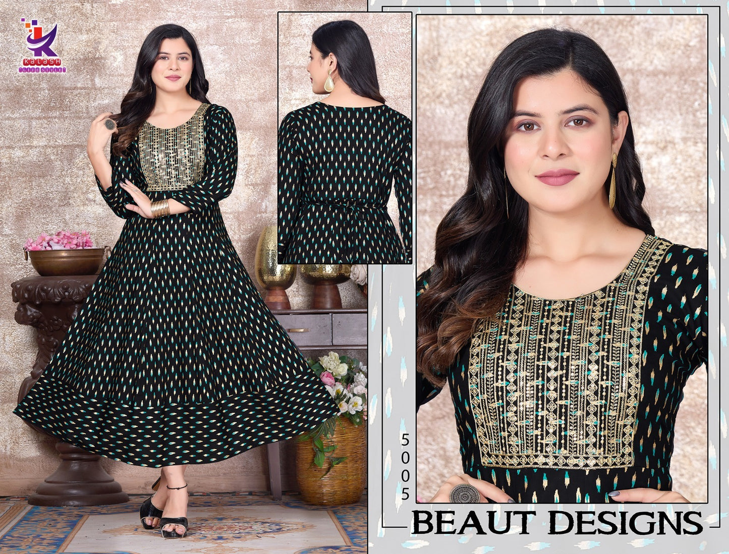Clavel Mlm Kalash Lifestyle Rayon 14Kg Anarkali Kurtis