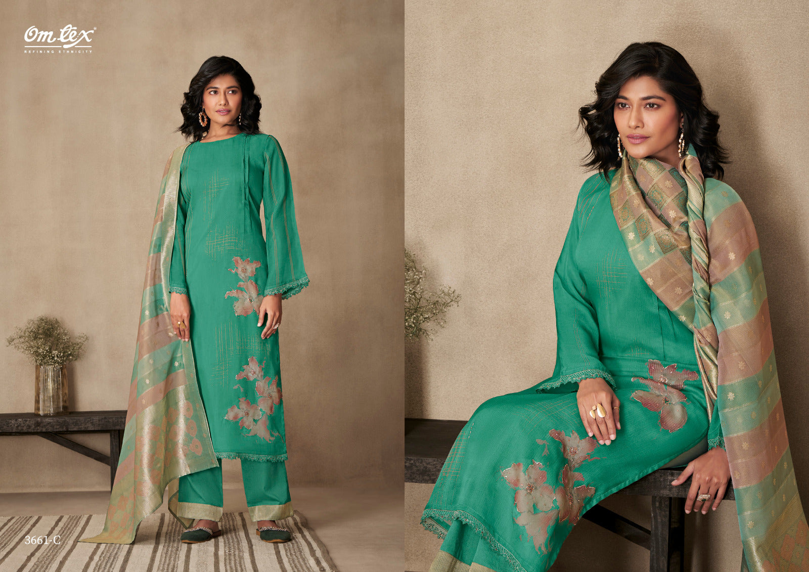 Clover Omtex Organza Pant Style Suits