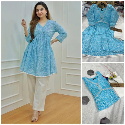 Club House We Fab Rayon Cotton Kurti Pant Set