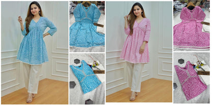 Club House We Fab Rayon Cotton Kurti Pant Set
