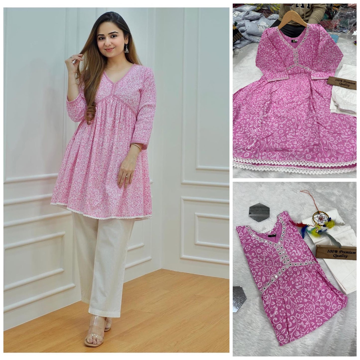 Club House We Fab Rayon Cotton Kurti Pant Set