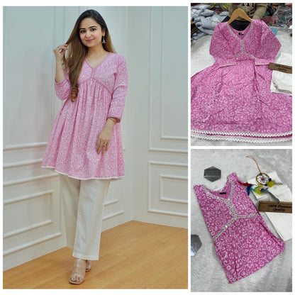 Club House We Fab Rayon Cotton Kurti Pant Set