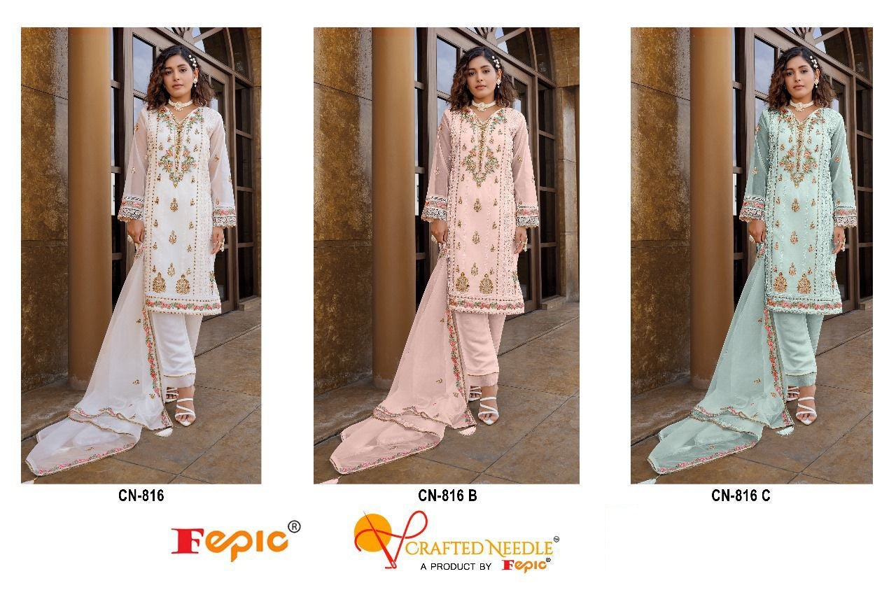 Cn-816 Crafted Needle Organza Pakistani Readymade Suits