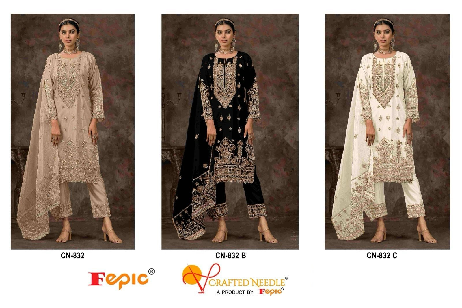 Cn-832 Crafted Needle Organza Pakistani Readymade Suits